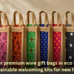 Discover premium wine gift bags in eco friendly sustainable welcoming kits for new hires