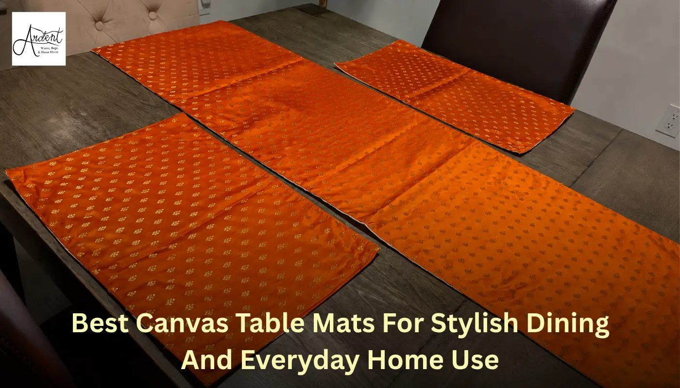 Best Canvas Table Mats For Stylish Dining And Everyday Home Use displayed in vibrant orange patterned fabric.